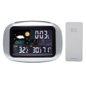 Multifunctional color screen wireless digital weather clock indoor outdoor temperature hygrometer
