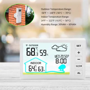 Multi-function wireless weather clock color screen digital indoor outdoor thermometer hygrometer