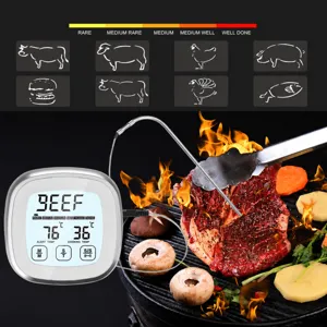 Thermomètre à viande sans fil tactile avec minuterie numérique pour grill et cuisine.