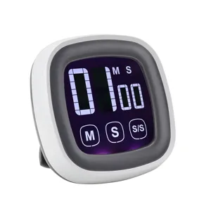 Elektronischer Küchenwecker mit Touchscreen-Display und Countdown, weißes quadratisches Design.