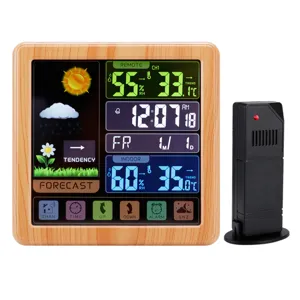 Color screen weather forecast clock with wireless outdoor sensor, indoor outdoor hygrometer.