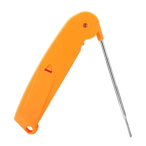 Foldable digital food thermometer for kitchen cooking, BBQ meat, and water temperature testing.
