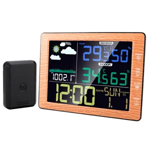 Wireless color screen weather clock indoor outdoor thermometer hygrometer digital wall clock.