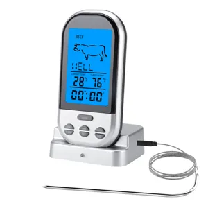 Thermomètre à viande numérique sans fil pour cuisine, barbecue et cuisson avec sonde.