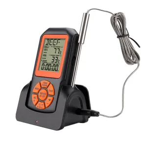 Wireless digital meat thermometer for kitchen cooking and outdoor BBQ with stainless probe.