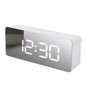 Modern Minimalist LED Mirror Digital Alarm Clock Creative Electronic Table Clock With Temperature Display For Home Office