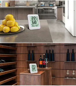 Wireless indoor outdoor digital thermo hygrometer with LCD screen for home room use.