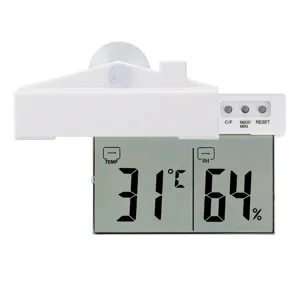 Digital suction cup thermometer hygrometer for home use, indoor temperature humidity monitor.