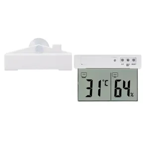 White digital suction cup thermo-hygrometer with LCD display, ideal for home temperature and humidity.