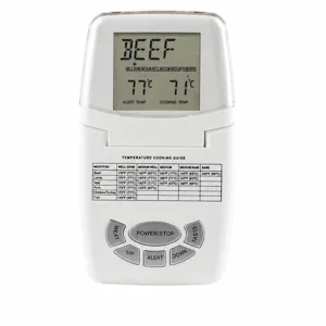 Termometro da cucina digitale pieghevole con schermo LCD e guida alla cottura per barbecue.