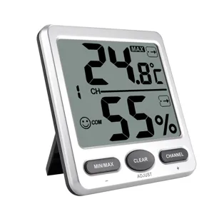 Wireless digital indoor outdoor thermometer hygrometer with large LCD screen and multi-channel.