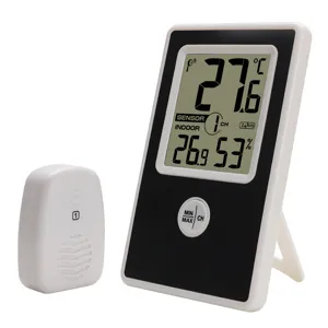 Wireless digital thermo hygrometer indoor outdoor temperature and humidity monitor display