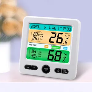 Multifunctional Digital Temperature And Humidity Monitor Electronic Clock Indoor Desk Alarm Clock With Large LCD Display