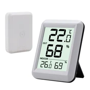 Wireless indoor outdoor digital thermo hygrometer with remote sensor monitor stand