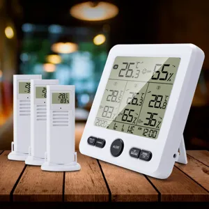 Thermo-hygromètre numérique sans fil intérieur extérieur avec trois capteurs distants grand