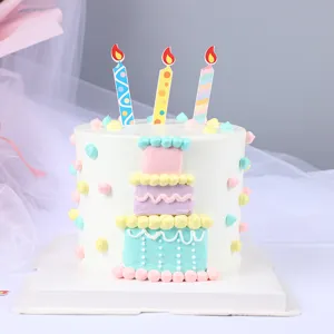 Topper per torta a forma di candela con fiamma di carta colorata per compleanno fai da te