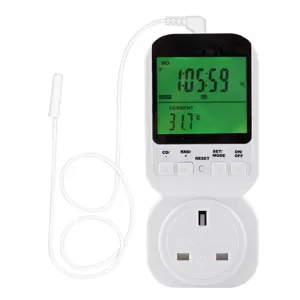 Digitale Temperaturregler Zeitschaltuhr Steckdose mit Fuehler UK Stecker Display neu
