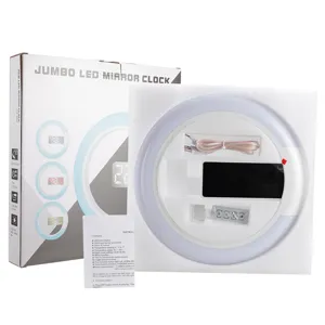 Jumbo LED mirror clock with electronic digital display, multi-functional wall clock for home.
