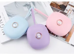Portable mini vibrating alarm clock with lanyard cute cat button pastel colors