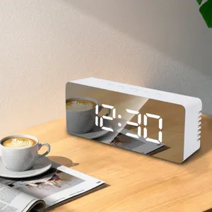Multifunctional LED Digital Mirror Clock Creative Desktop Electronic Alarm Clock Temperature Display For Home Office