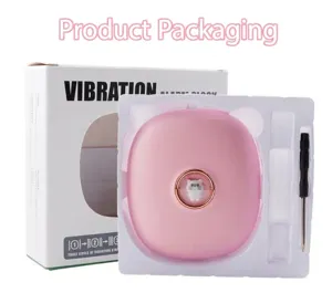Pink vibration alarm clock with cute cat design, multi-level vibration settings, digital display.