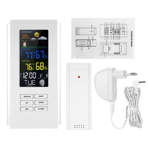 Wireless indoor outdoor weather station color screen digital thermometer hygrometer set.