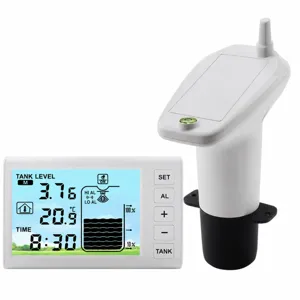 Wireless Ultrasonic Liquid Level Meter Digital Water Tank Level Monitor Temperature Alarm Sensor Home Tool