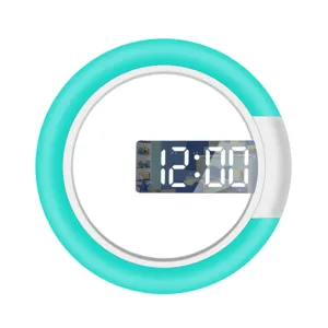 LED mirror hollow wall clock multi-functional electronic digital clock for home decor.