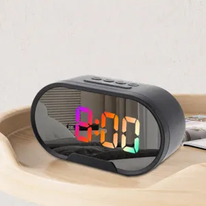Horloge Numérique LED Moderne Minimaliste Réveil Écran Miroir Bureau Électronique Avec Affichage Couleur Et Ports De Charge USB