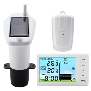 Wireless ultrasonic liquid level meter solar water tank monitor digital display receiver