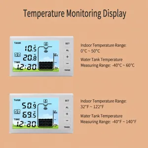Ultrasonic water tank liquid level meter digital monitor with dual temperature display screen