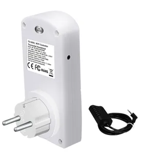 Smart WiFi thermostat humidistat socket EU plug with temperature humidity sensor probe.