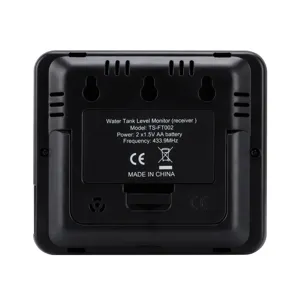 Wireless ultrasonic water tank level monitor receiver device with digital display.