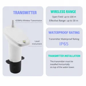 Ultrasonic liquid level meter for water tank, wireless transmitter with IP65 waterproof.