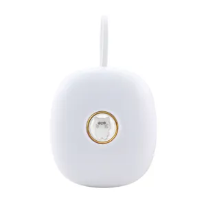 Portable digital vibration alarm clock with cute cat button and white lanyard design.