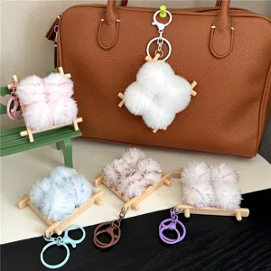 Creative Fermented Bean Curd Shaped Plush Keychain Cute Food Themed Bag Pendant Soft Faux Fur Key Ring Women Girls Gift