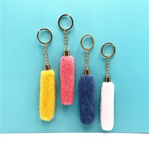 Cute Plush Tassel Keychain Cartoon Faux Fur Bag Pendant Car Key Ring Ornament Creative Gift For Women Girls