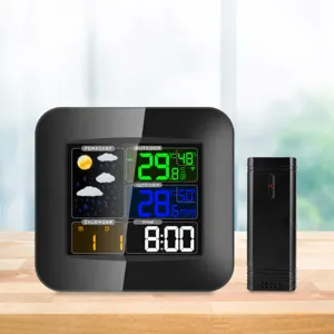 Wireless Indoor Outdoor Thermometer Barometer Weather Station Digital Electronic Clock Color Screen Multifunctional Weather Clock
