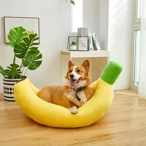 Large plush banana pet bed soft warm cute dog bed cat sleeping pad for pets comfortable