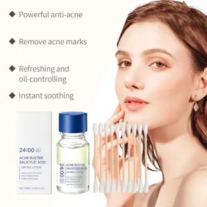 Acne drying lotion with salicylic acid for fast blemish treatment and oil control care detail.