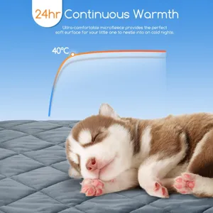 Pet thermal heating blanket detail view, soft microfleece surface keeps warm for cats and dogs.