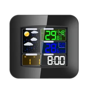 Color screen wireless weather station indoor outdoor thermometer digital electronic desk clock