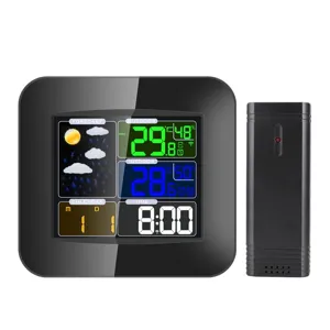 Color Screen Wireless Indoor Outdoor Thermometer Hygrometer Weather Station Clock with Sensor