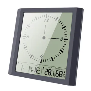 Multifunctional electronic digital wall clock with large screen, indoor temp and humidity.
