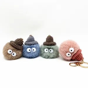 Collection of cute plush soot sprite ball keychains with funny eyes and crochet hats