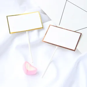 Decorazione per Torta di Compleanno Fai da Te Scrivibile Bordo Oro Rosa Doppio Strato Carta Accessorio Festa Personalizzato