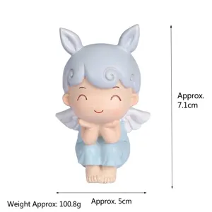 Creative cartoon angel figurine cake topper decoration shown with dimensions and weight