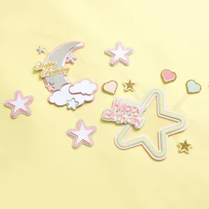 Set di topper per torta di compleanno con luna e stelle in stile ins per decorazioni