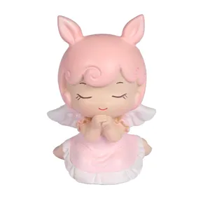 Pink angel fairy figurine cake topper for birthday party decoration and table ornament