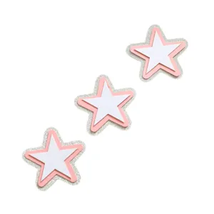 Eleganti decorazioni per torta a forma di stella rosa e bianca con bordo glitter